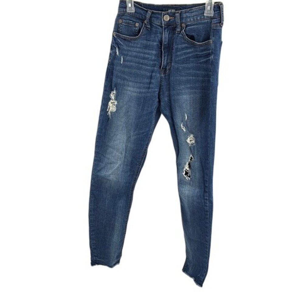 Aeropostale Skinny Jeans Size 6 Distressed Blue High Rise Ripped Cheeky Jegging